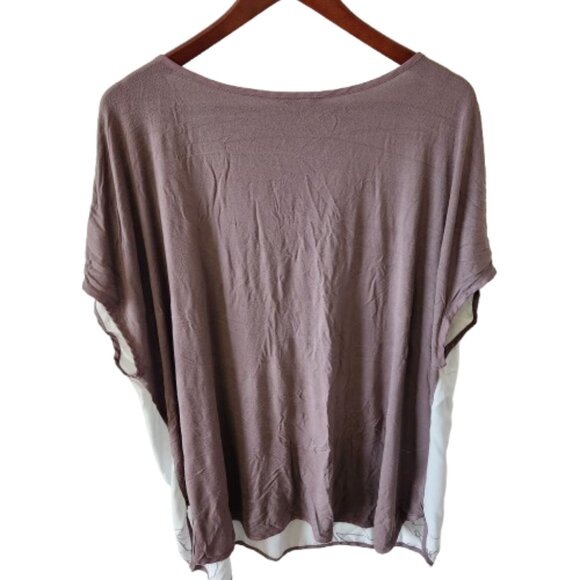 MichelStudio Collection Women’s 3X Blouse – Brown & White Abstract Print Flowy - Picture 2 of 3